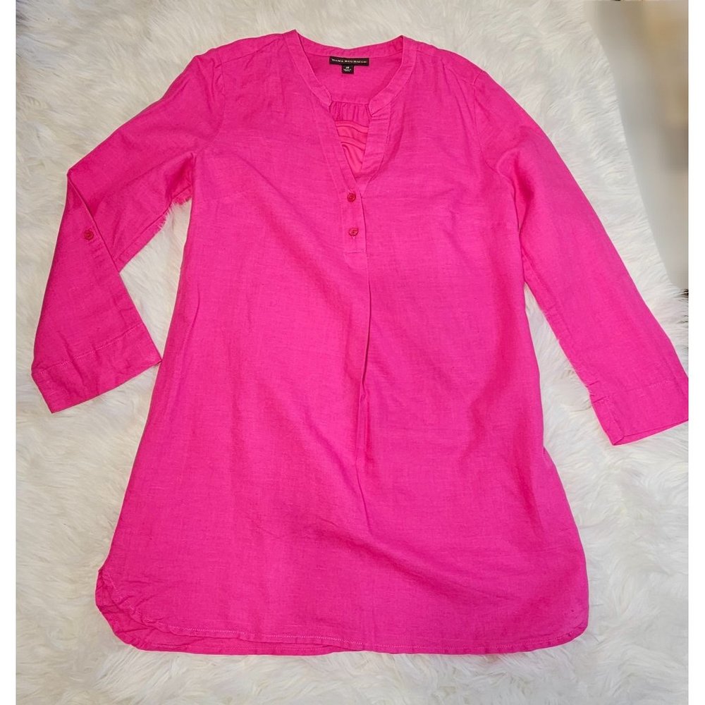 Dana Buckman Lined Long Sleeve Linen Mini Dress, XSmall